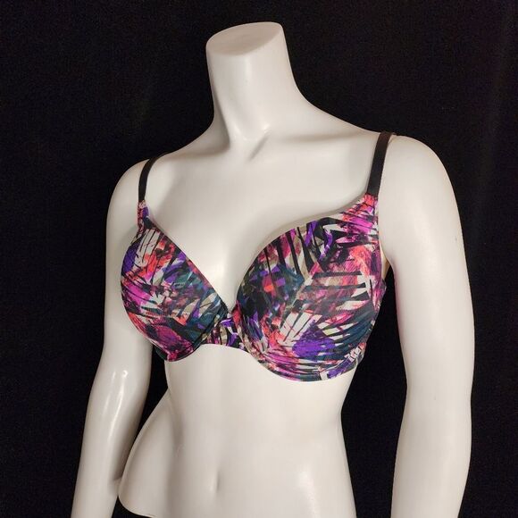 Pink Victoria's Secret Rainbow Leaf Wear Everywhere Push-Up Bra (34DD) - Picture 1 of 5